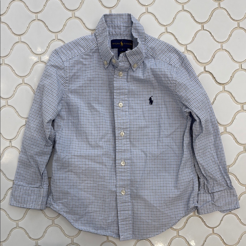 Ralph Lauren Blue Button Down Shirt Classic Check